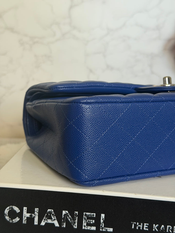 CHANEL Dark Blue Caviar SHW Medium ML Classic Timeless Double Flap Bag 21K collection 2021