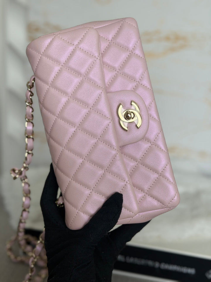 CHANEL 21S Light Pink Calf Skin LGHW Mini rectangular flap bag series 31 2021 *super rare*