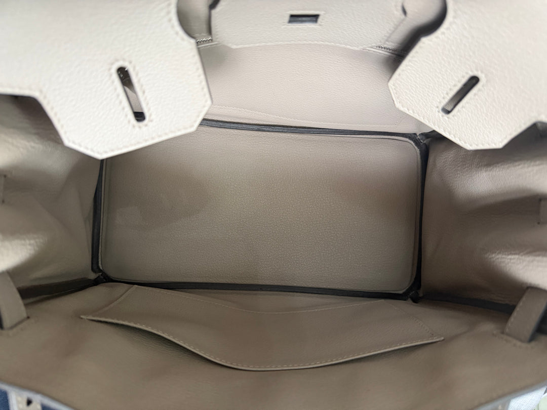 HERMES Gris Asphalt Leather Birkin 30 Bag Palladium Hardware Stamp D 2019