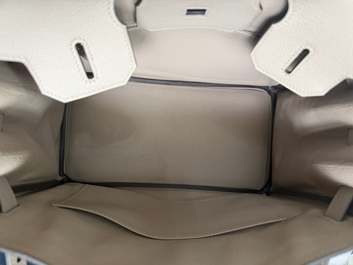 HERMES Gris Asphalt Leather Birkin 30 Bag Palladium Hardware Stamp D 2019