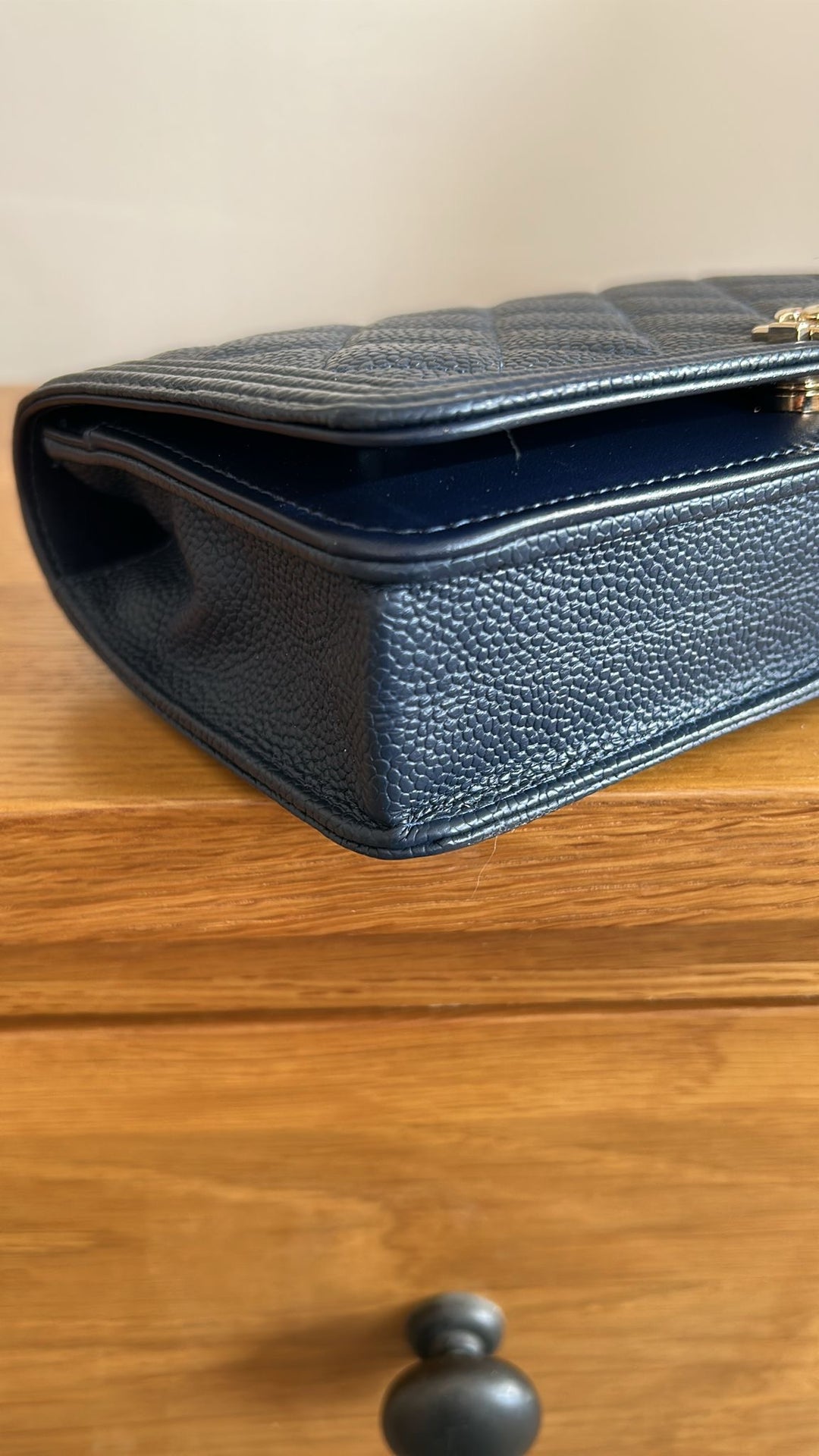 CHANEL series 28 Navy caviar LGHW Boy Wallet On Chain (WOC)