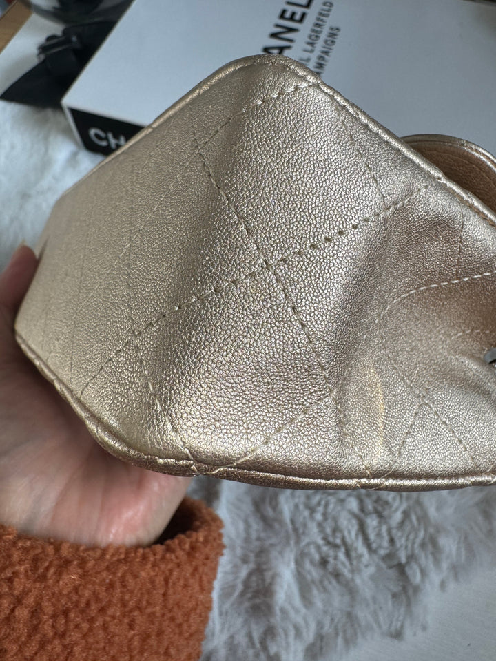 Chanel 21P series 31 Iridescent Gold Lambskin LGHW Mini Rectangular Flap Bag