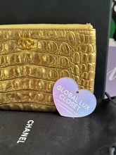 Load image into Gallery viewer, Chanel 19A Gold Calf skin Croc Embossed Mini O Case with Aged GHW
