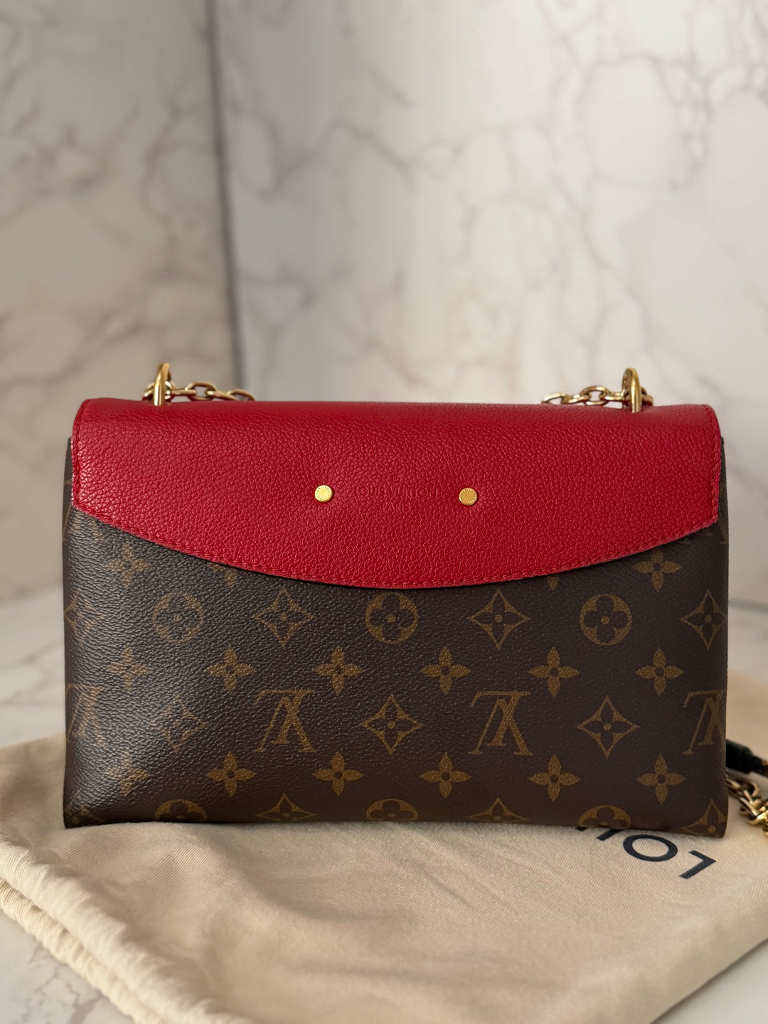 LOUIS VUITTON LV Saint St Placide In Monogram Canvas/Cherry Red