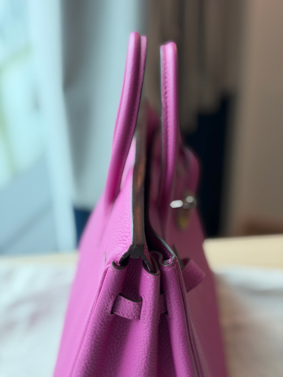 HERMÈS Rose Pourpre Togo Leather PHW Birkin 25 stamp C 2017