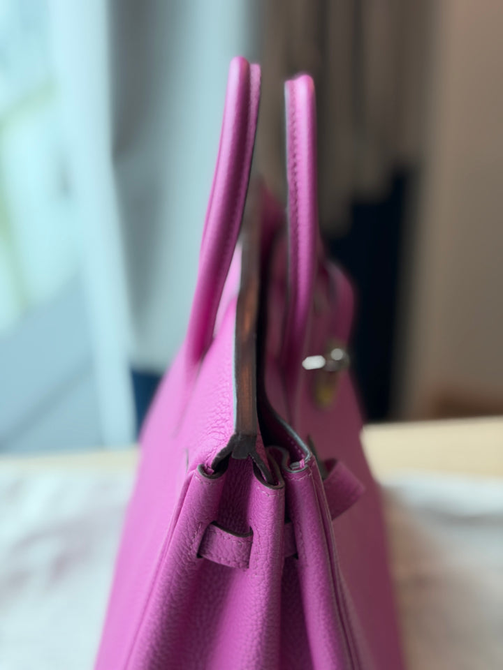 HERMÈS Rose Pourpre Togo Leather PHW Birkin 25 stamp C 2017
