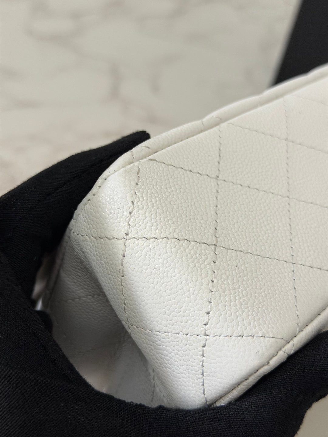 CHANEL 2023 White Caviar LGHW Medium ML Timeless Classic Double Flap Bag