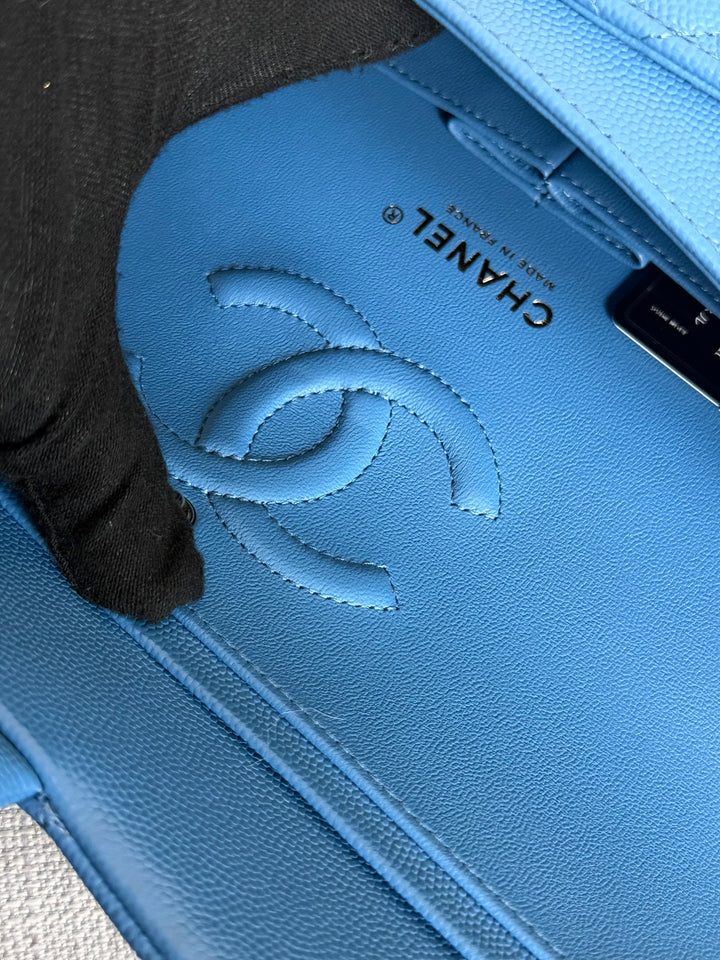 Chanel series 30 2020 Blue Caviar LGHW Medium ML timeless Classic double Flap Bag
