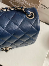 Load image into Gallery viewer, Chanel series 24 (2017) Navy Blue Caviar SHW Square Mini Flap Bag
