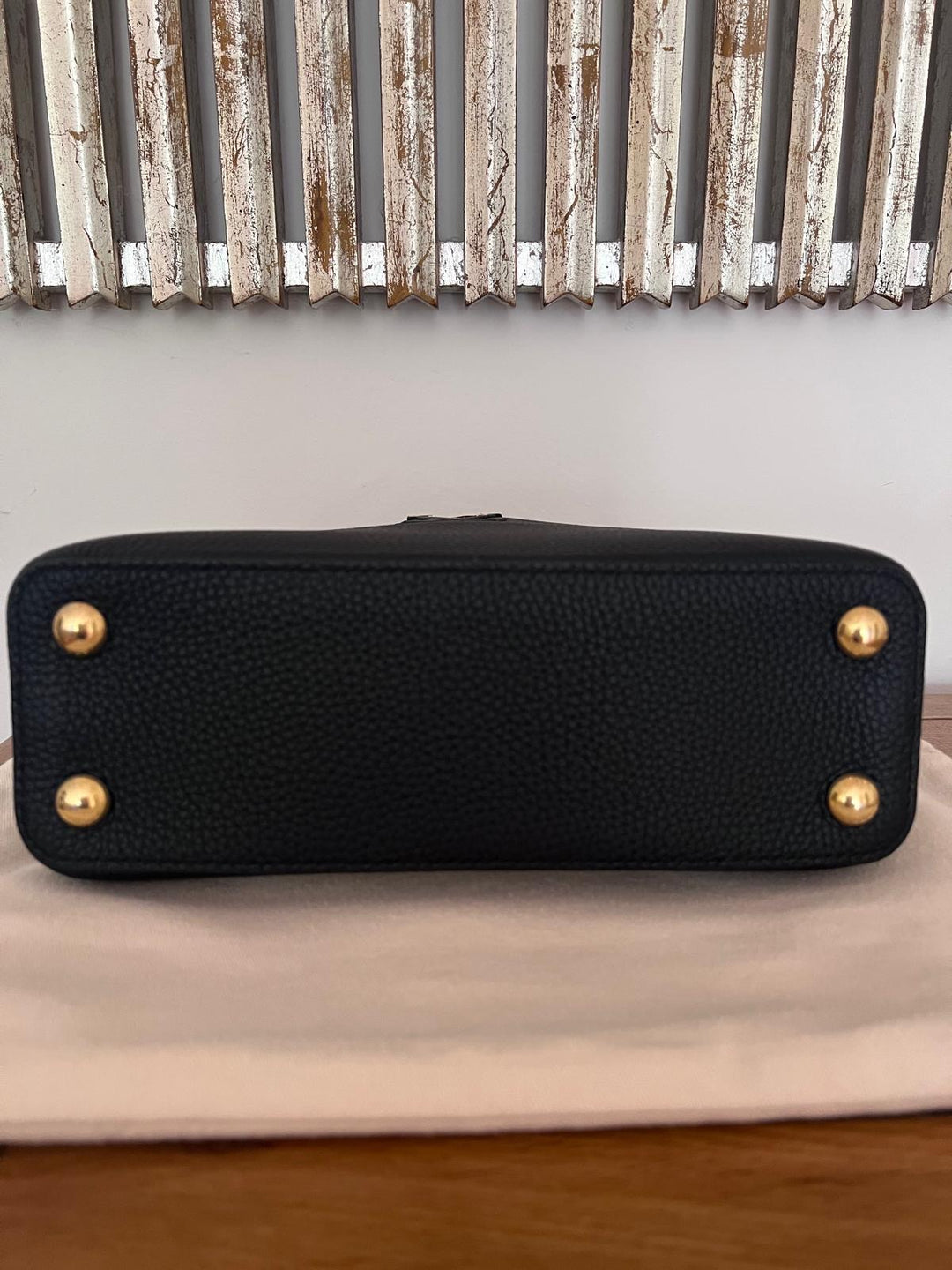 LOUIS VUITTON LV Black Caviar GHW Capucines BB