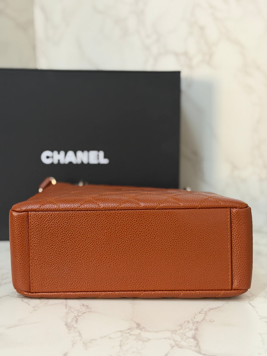 CHANEL series 19 Brown/Tan Caviar Petite Shopping Tote (PST) Bag