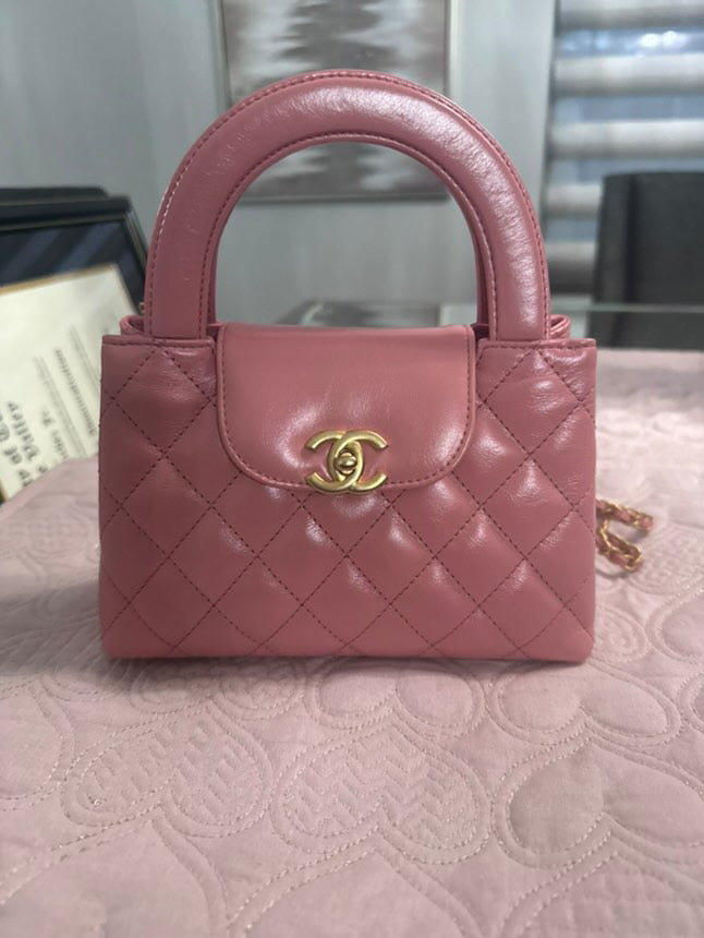 Chanel Pink Calf skin GHW Nano Kelly Shopping Bag size Small (19cms)