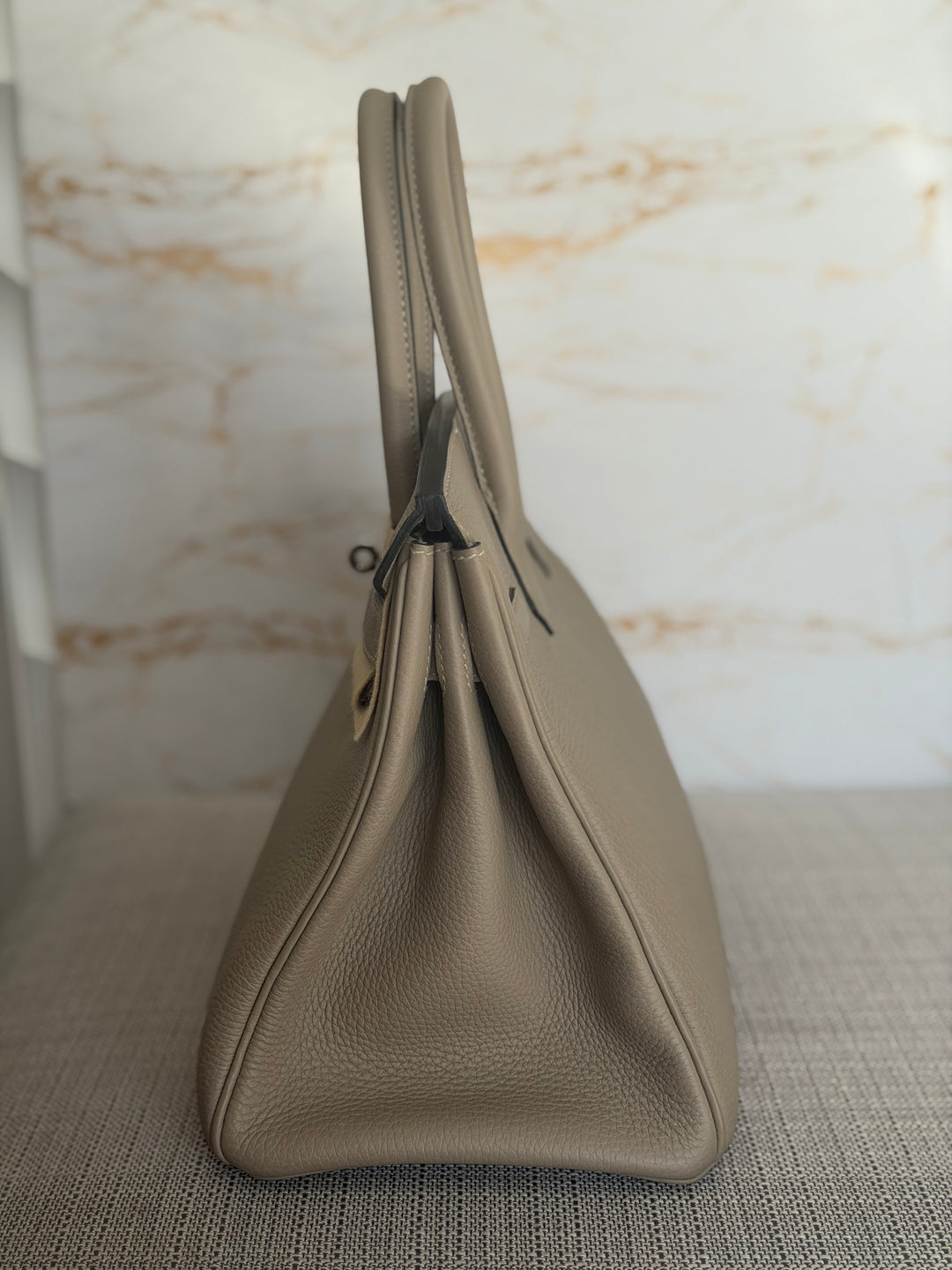 Hermès Gris Tourterelle Togo Leather PHW Birkin 30 Stamp T 2015