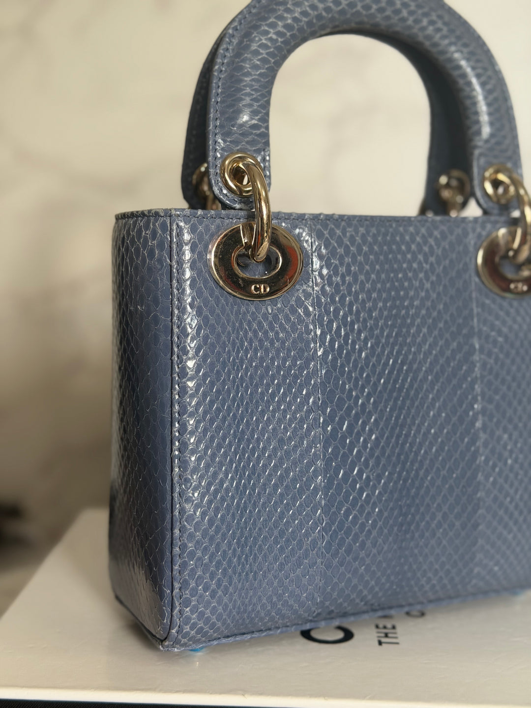 DIOR Lady Dior MINI in Blue Grey Python Leather LGHW 2020
