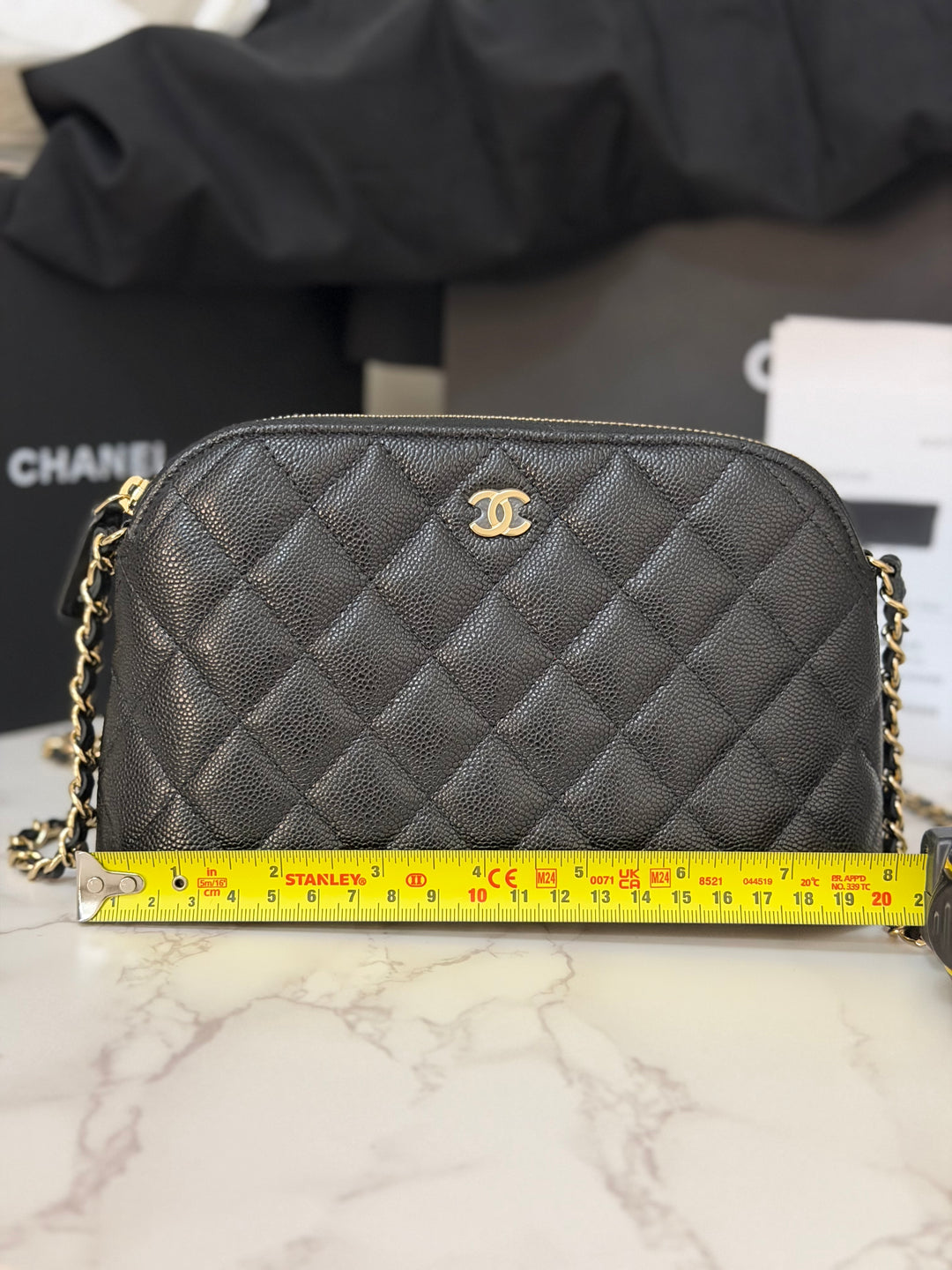 CHANEL Black caviar LGHW Vanity Bag with Chain