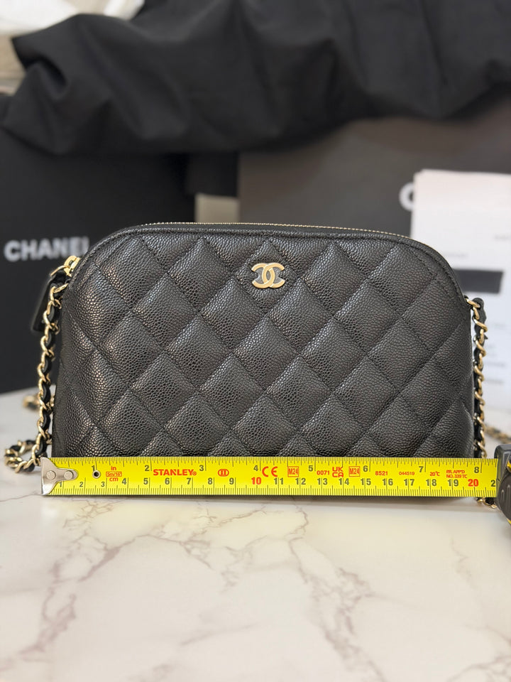 CHANEL Black caviar LGHW Vanity Bag with Chain