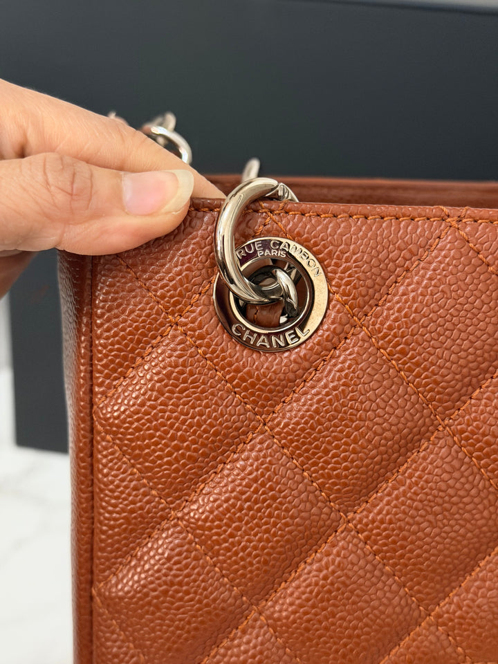 CHANEL series 19 Brown/Tan Caviar Petite Shopping Tote (PST) Bag