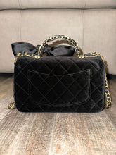Load image into Gallery viewer, CHANEL 25K Collection 2025 Black Velvet Bow LGHW Mini Rectangular Flap Bag with Metal Top Handle
