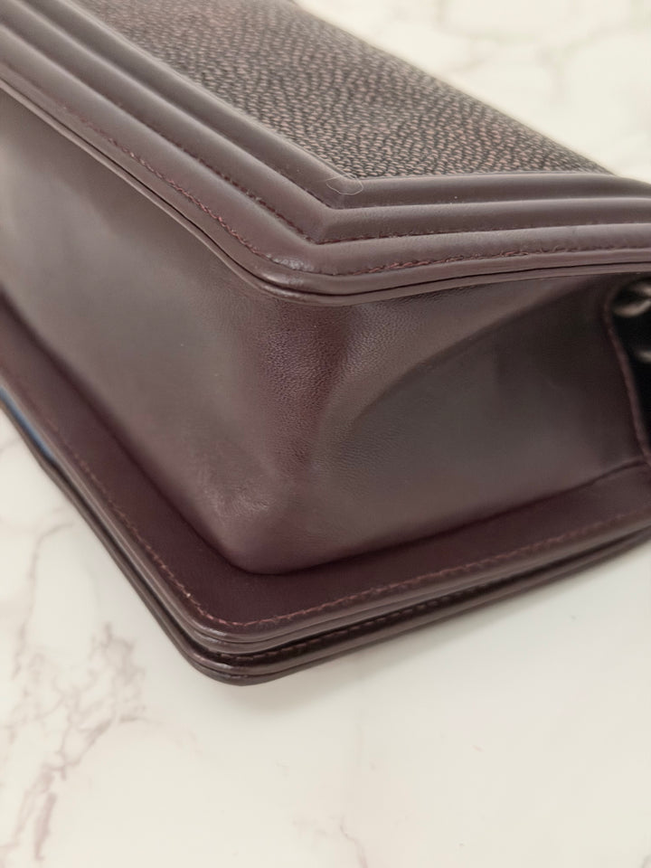 Chanel series 21 2015 Burgundy Lambskin Stingray SMALL Le Boy Flap Bag with Ruthenium HW