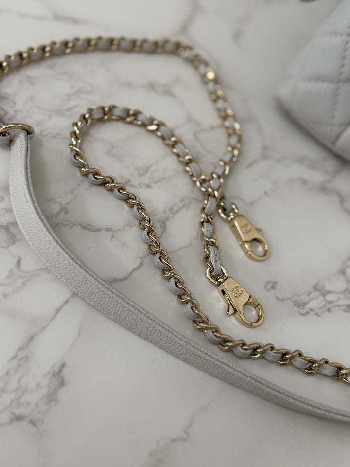 CHANEL 18P series 27 2018 Light Grey Caviar LGHW Coco Handle Size Small with Detachable Shoulder strap