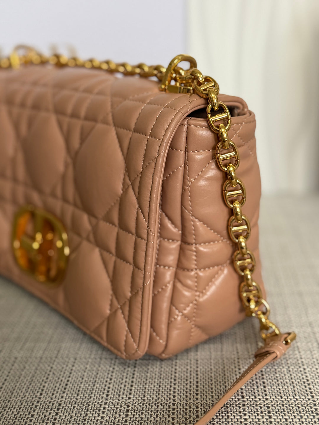 Dior Caro Flap Bag in Rose De Ven Calfskin GHW Medium 25 cms