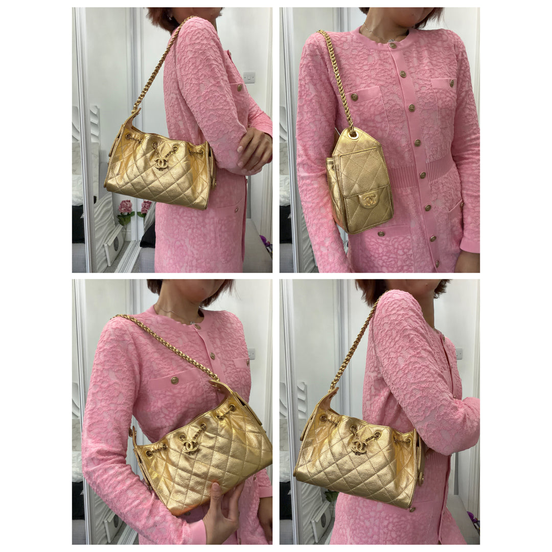 CHANEL 26C Gold Caviar Mini 25 Hobo Bag with Aged GHW 2026
