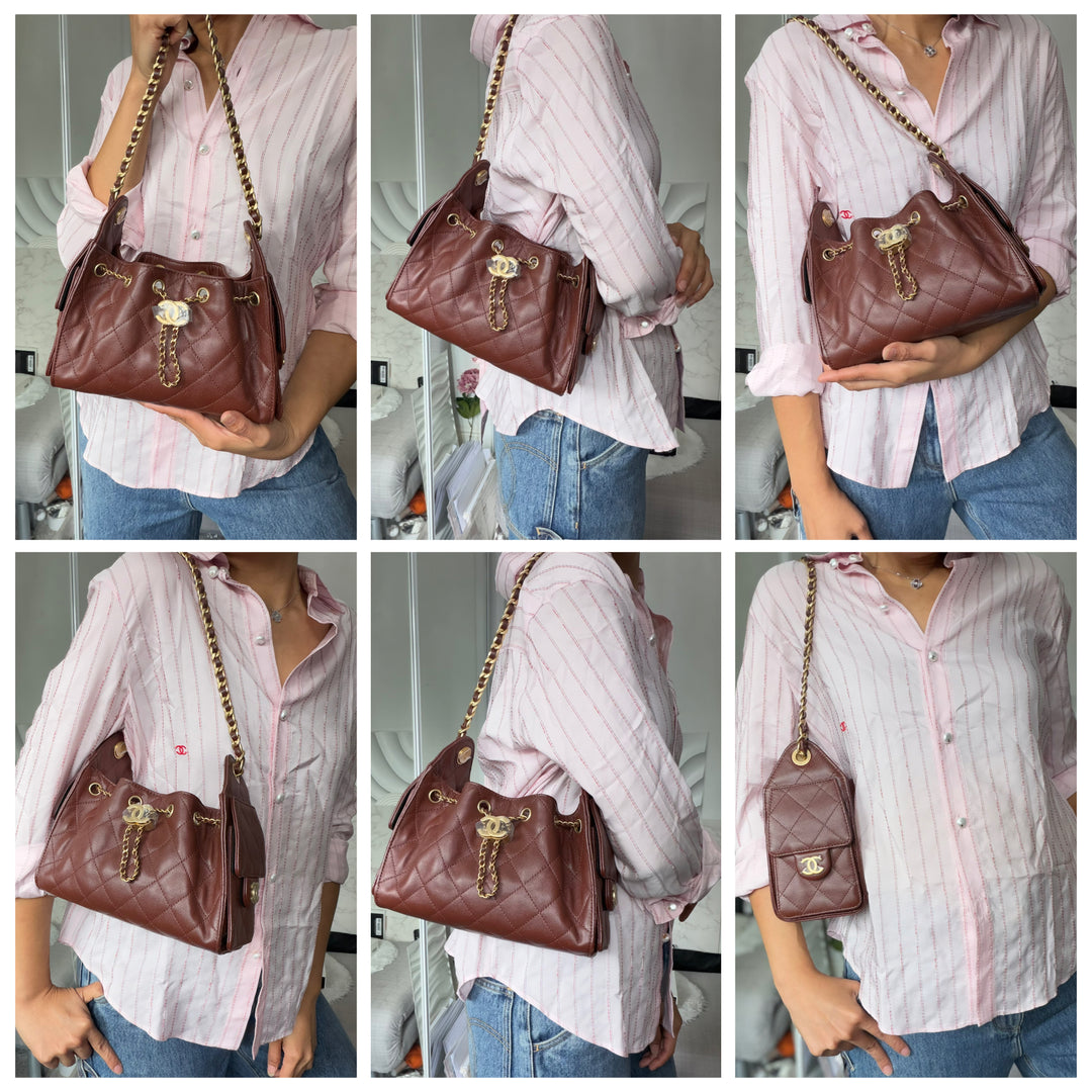 CHANEL 26S Brown Caviar Mini 25 Hobo Bag with Aged GHW 2026