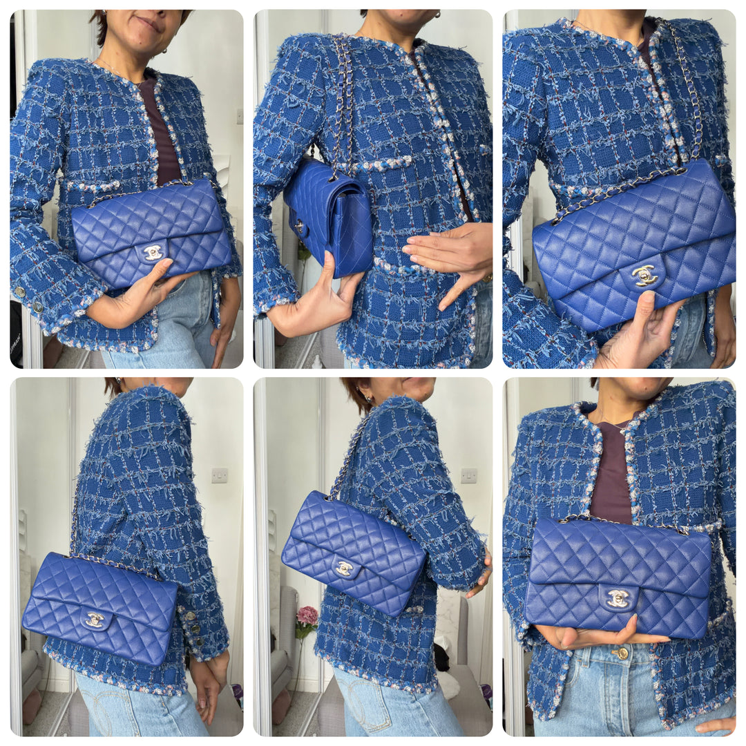 CHANEL Dark Blue Caviar SHW Medium ML Classic Timeless Double Flap Bag 21K collection 2021
