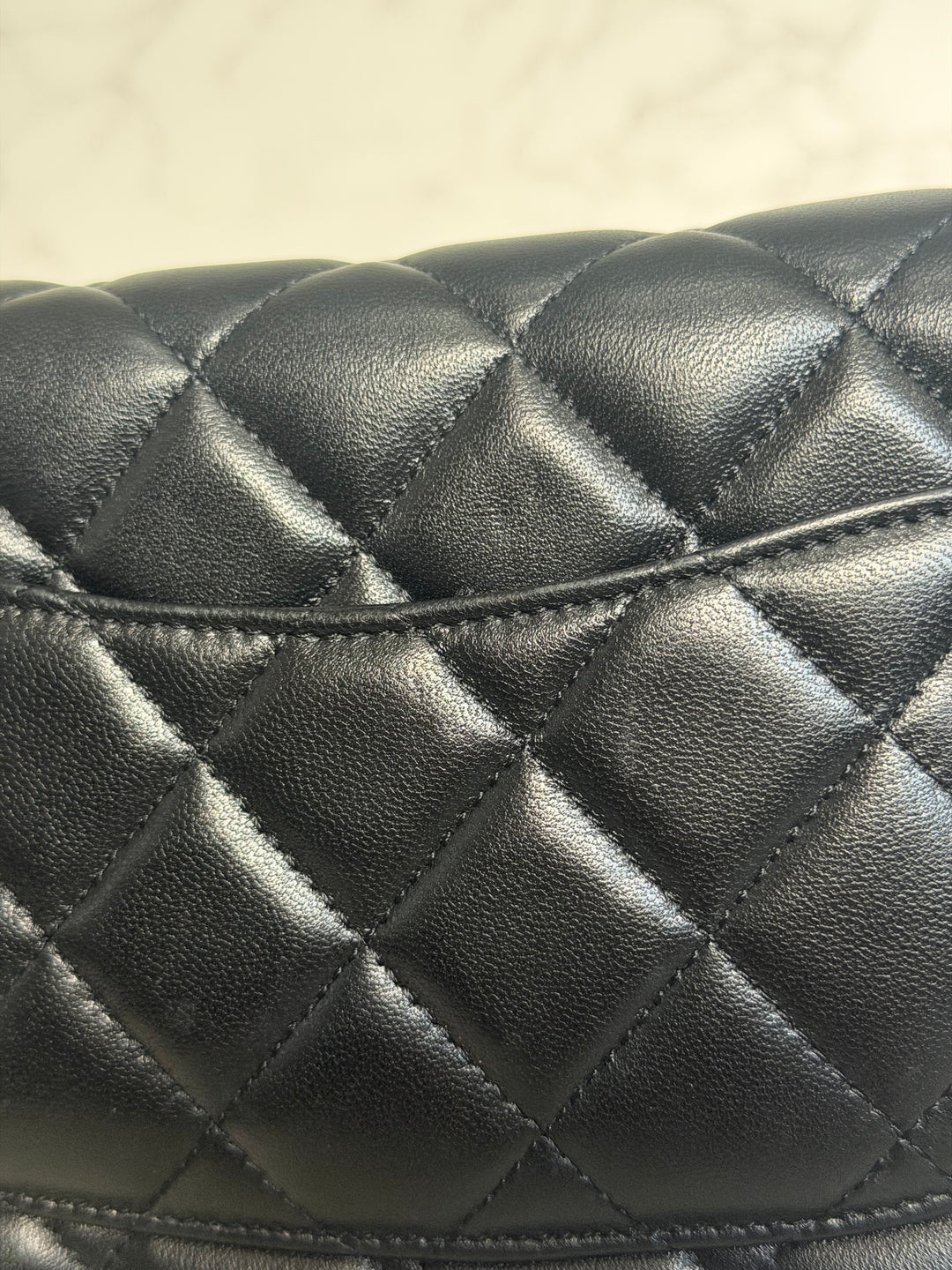 CHANEL Black Lambskin LGHW Classic Wallet on chain (WOC) with magnetic closure, microchipped