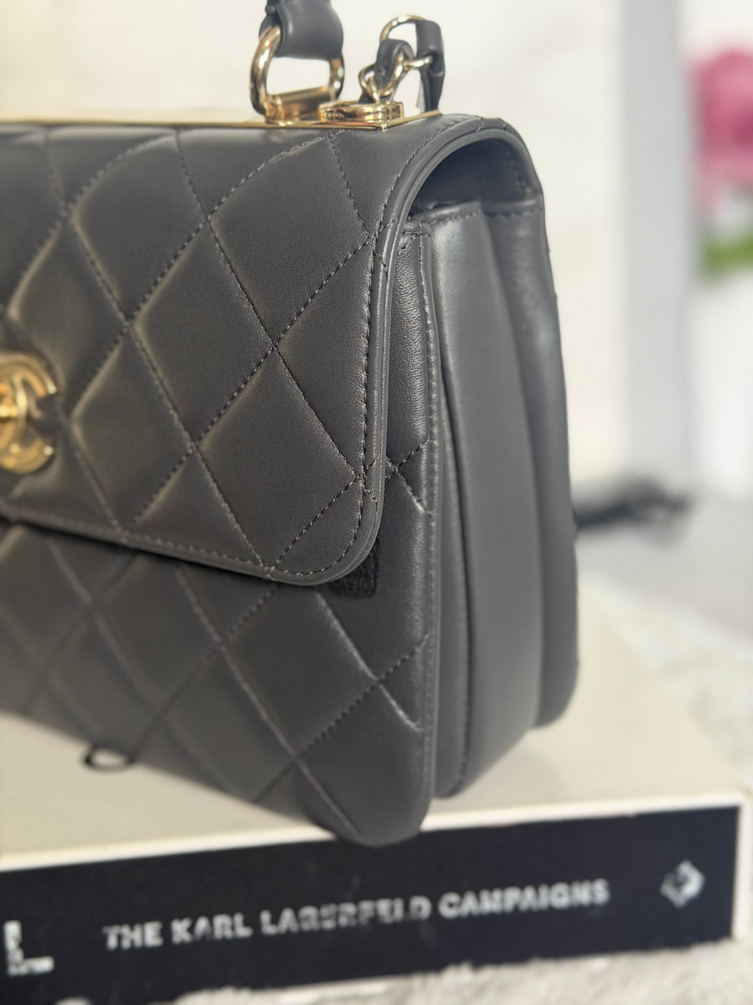 CHANEL Dark Grey Lambskin LGHW Trendy CC Flap Bag with non detachable shoulder strap size SMALL 2021