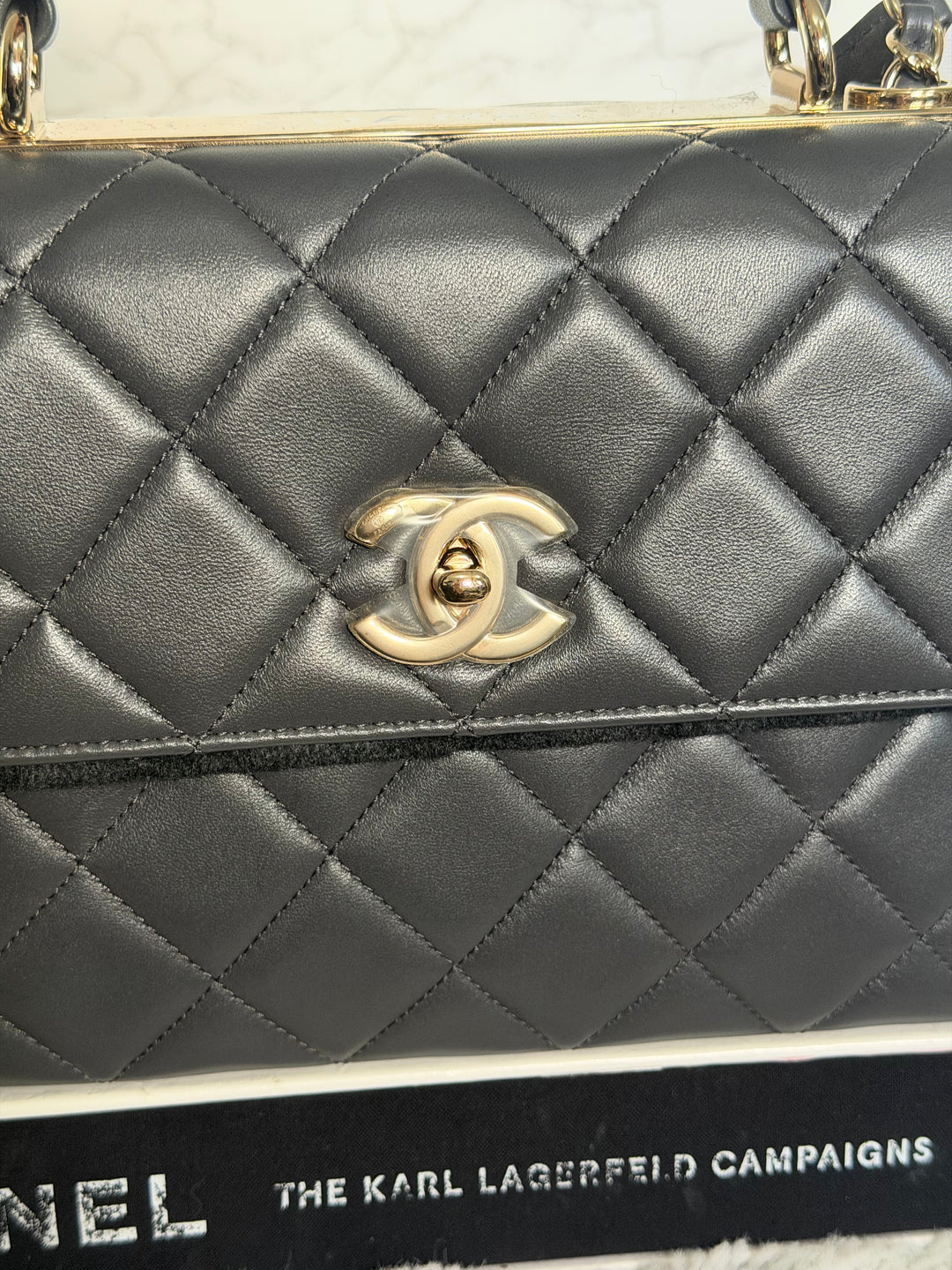 CHANEL Dark Grey Lambskin LGHW Trendy CC Flap Bag with non detachable shoulder strap size SMALL 2021