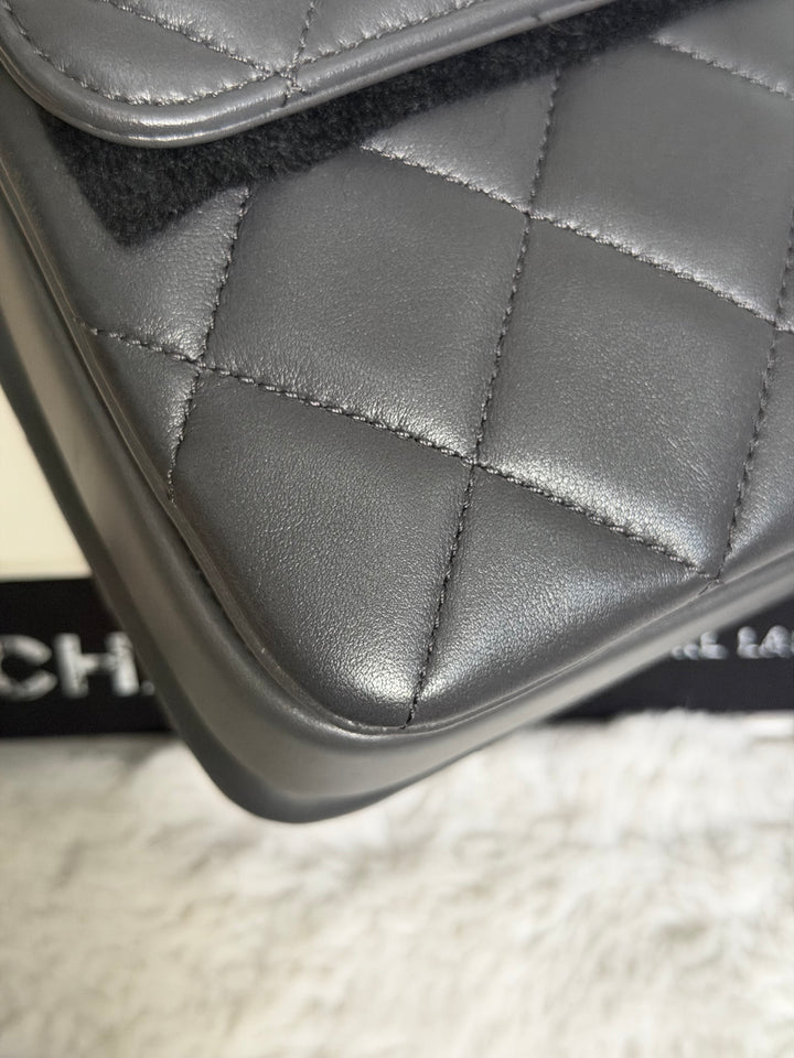 CHANEL Dark Grey Lambskin LGHW Trendy CC Flap Bag with non detachable shoulder strap size SMALL 2021