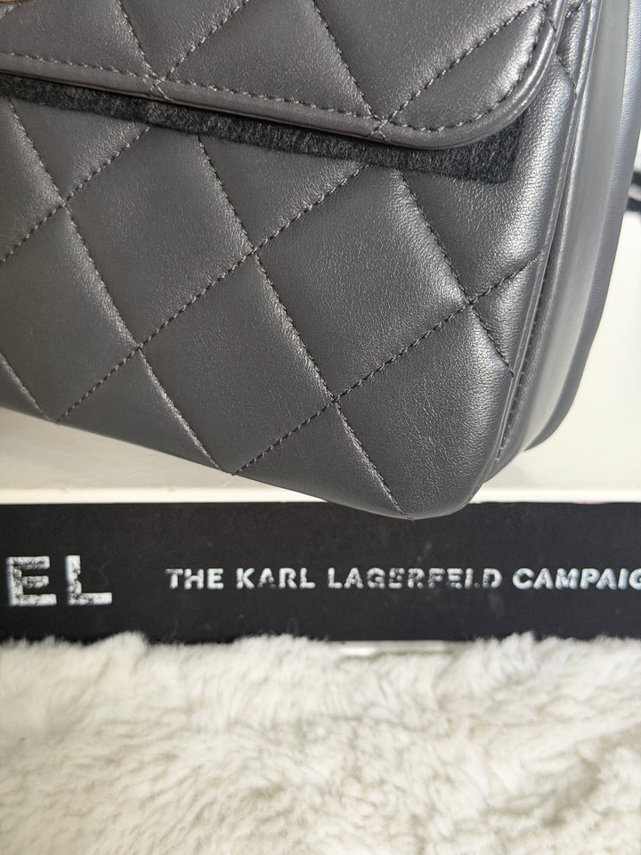 CHANEL Dark Grey Lambskin LGHW Trendy CC Flap Bag with non detachable shoulder strap size SMALL 2021