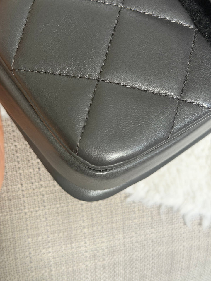 CHANEL Dark Grey Lambskin LGHW Trendy CC Flap Bag with non detachable shoulder strap size SMALL 2021