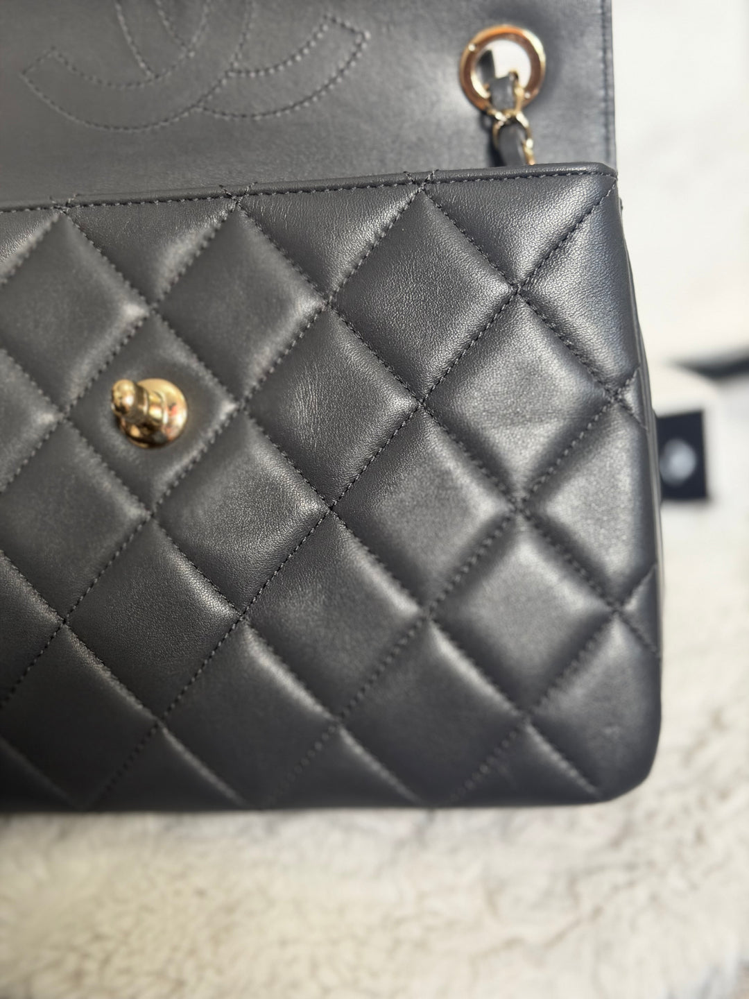 CHANEL Dark Grey Lambskin LGHW Trendy CC Flap Bag with non detachable shoulder strap size SMALL 2021