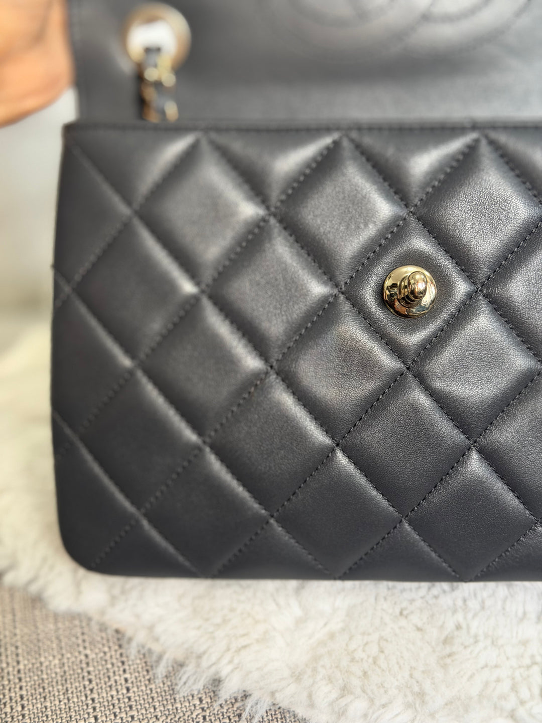 CHANEL Dark Grey Lambskin LGHW Trendy CC Flap Bag with non detachable shoulder strap size SMALL 2021