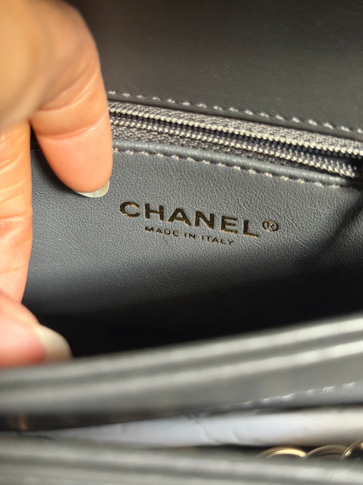 CHANEL Dark Grey Lambskin LGHW Trendy CC Flap Bag with non detachable shoulder strap size SMALL 2021