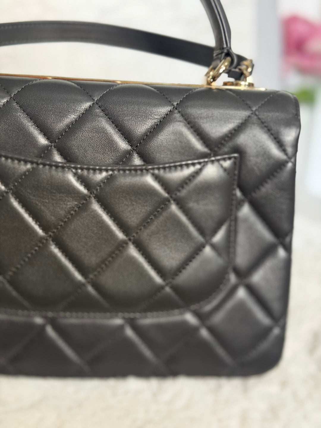 CHANEL Dark Grey Lambskin LGHW Trendy CC Flap Bag with non detachable shoulder strap size SMALL 2021