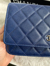 Load image into Gallery viewer, Chanel series 24 17B 2017 Fall/Winter Collection Navy Caviar SHW Classic Wallet on chain (WOC)
