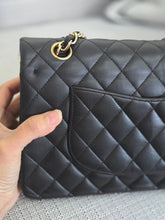 Load image into Gallery viewer, Chanel series 16 2012 Black Lambskin Medium ML Timeless Classic Double Flap Bag with GHW
