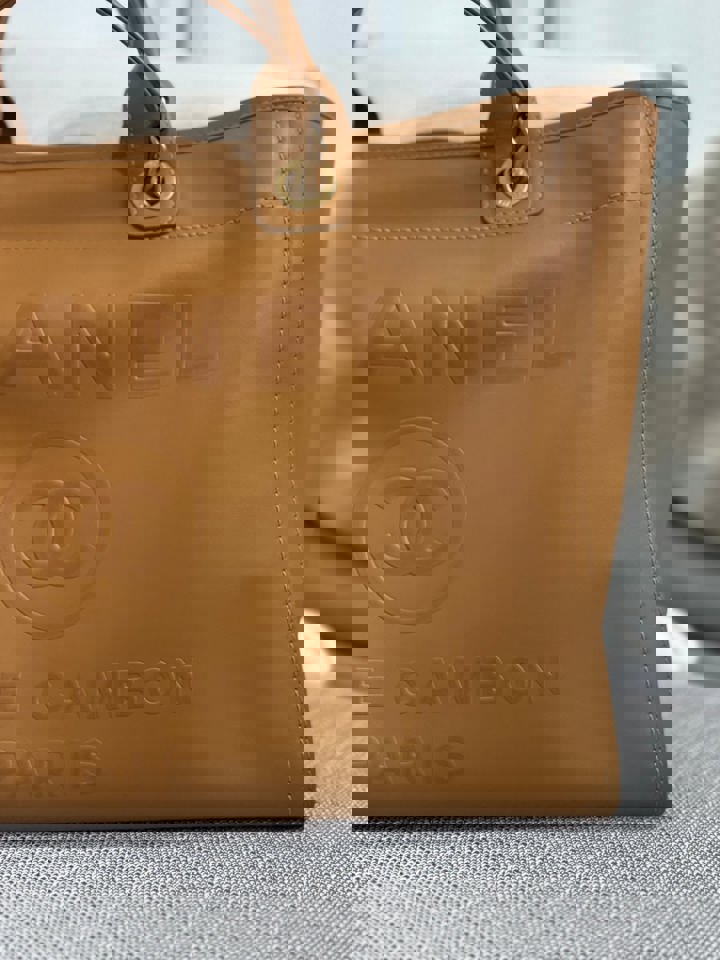 Chanel series 31 21S 2021 Spring/Summer collection Caramel Calf skin aged GHW Medium/Large Deauville Tote Bag with Top handle