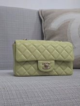 Load image into Gallery viewer, Chanel 23C 2022/2023 Cruise Collection Pastel Lime Green Lambskin Mini Rectangular Flap Bag with Champagne GHW
