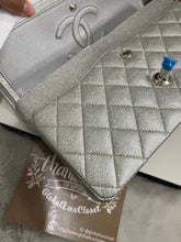 Load image into Gallery viewer, Chanel 21K 2021 Fall/Winter collection Glitter Iridescent Silver caviar SHW Medium ML 11.12 Timeless Classic Double Flap Bag
