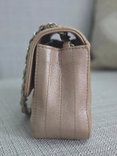 Load image into Gallery viewer, Chanel series 24 17B 2017 Fall/Winter Collection Iridescent Rose Gold Caviar Silver hardware Chevron Mini Rectangular Flap Bag
