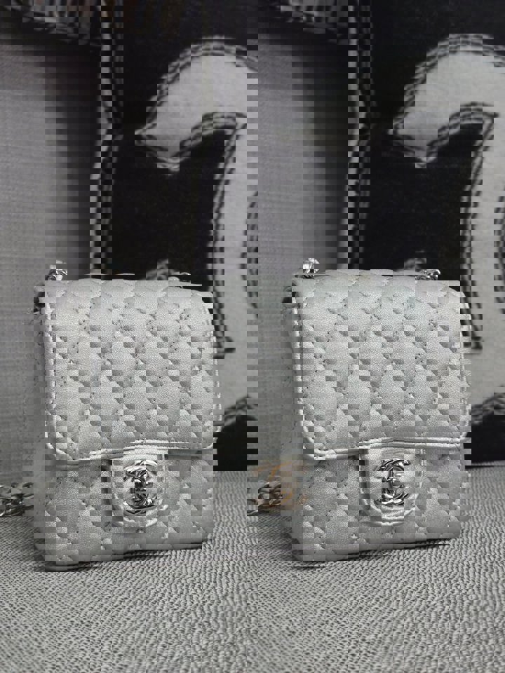 Chanel Series 31 21P 2021 Pre Spring/Summer Collection Iridescent Silver lambskin SHW Square Mini Flap Bag
