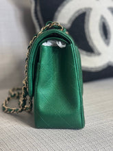 Load image into Gallery viewer, Chanel series 25 18S 2018 Spring/Summer Collection Pearly Emerald Green Caviar Champagne GHW Jumbo Timeless Classic Double Flap Bag
