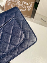 Load image into Gallery viewer, Chanel series 24 17B 2017 Fall/Winter Collection Navy Caviar SHW Classic Wallet on chain (WOC)
