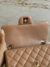 Load image into Gallery viewer, Chanel series 25 18S Collection Pearly Dark Beige Caviar Champagne Gold Hardware Mini Rectangular Flap Bag
