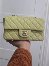 Load image into Gallery viewer, Chanel 23C 2022/2023 Cruise Collection Pastel Lime Green Lambskin Mini Rectangular Flap Bag with Champagne GHW
