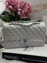 Load image into Gallery viewer, Chanel 21K 2021 Fall/Winter collection Glitter Iridescent Silver caviar SHW Medium ML 11.12 Timeless Classic Double Flap Bag
